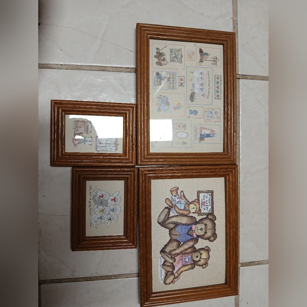 Vintage 1990s Country Theme Picture Decoration Set Of Four